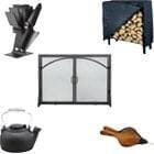 Collage of wood and pellet stove accessories